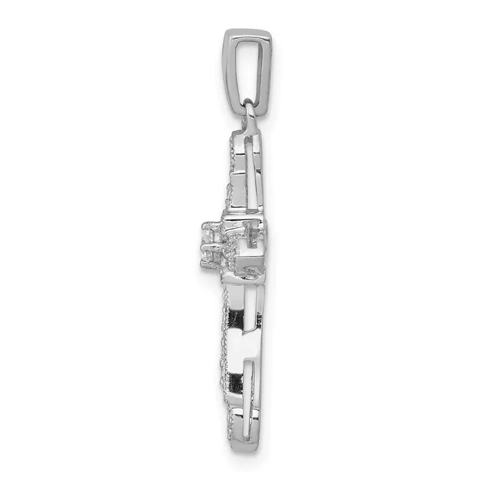 TreasureFineJewelers Necklaces 14k White Gold 16ct Diamond Filigree Cross Pendant