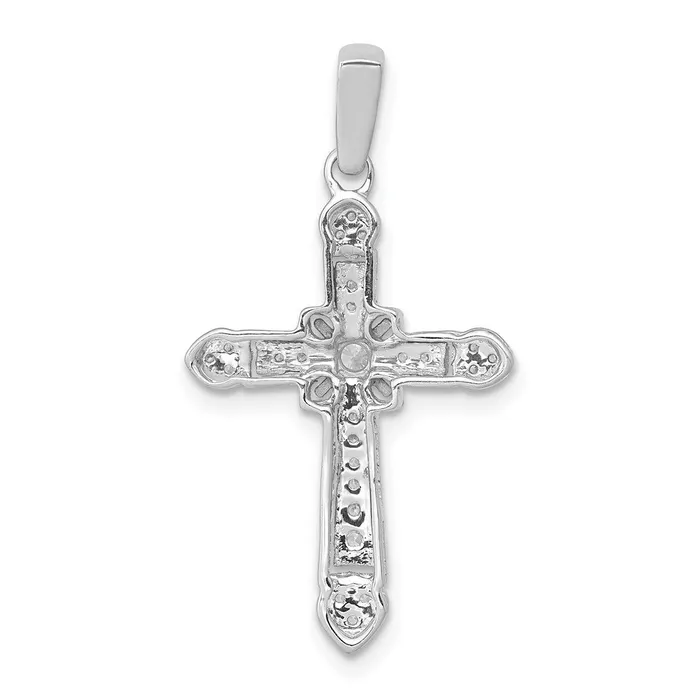 TreasureFineJewelers Necklaces 14k White Gold 16ct Diamond Filigree Cross Pendant