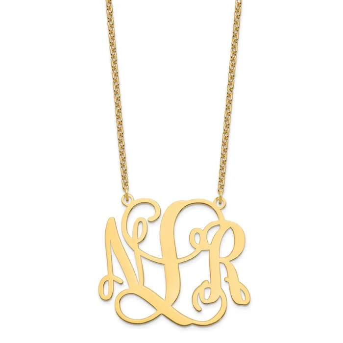 WB Choice Jewelry Necklaces Sterling SilverGoldplated Large Polished Cut Out Monogram NecklaceWBCXNA502GP