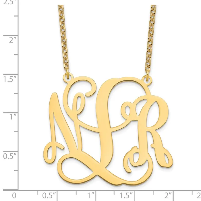 WB Choice Jewelry Necklaces Sterling SilverGoldplated Large Polished Cut Out Monogram NecklaceWBCXNA502GP