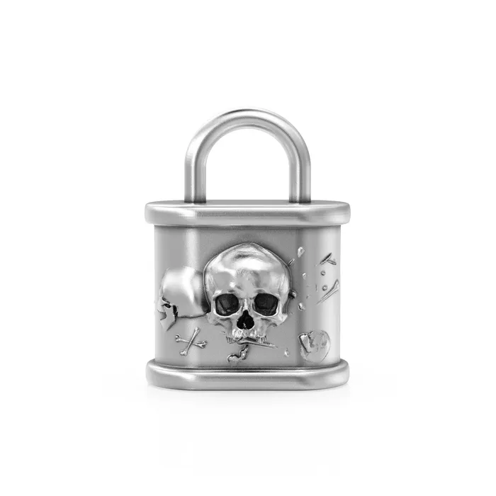 Jalvi Co PreStyled Sets Huge Skull n Bones Padlock 24mm Solid Gold Pendant 14k 18k Solid Gold Charm Lock Key Pendant Jewelry for him Goth Satan Jewelry