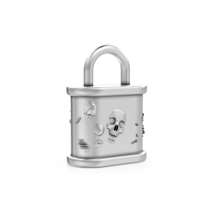 Jalvi Co PreStyled Sets Huge Skull n Bones Padlock 24mm Solid Gold Pendant 14k 18k Solid Gold Charm Lock Key Pendant Jewelry for him Goth Satan Jewelry