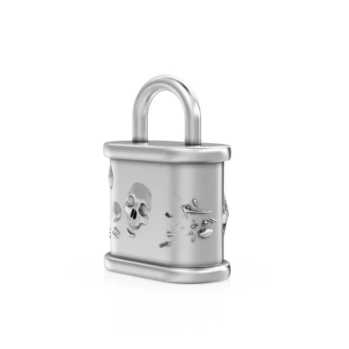 Jalvi Co PreStyled Sets Huge Skull n Bones Padlock 24mm Solid Gold Pendant 14k 18k Solid Gold Charm Lock Key Pendant Jewelry for him Goth Satan Jewelry