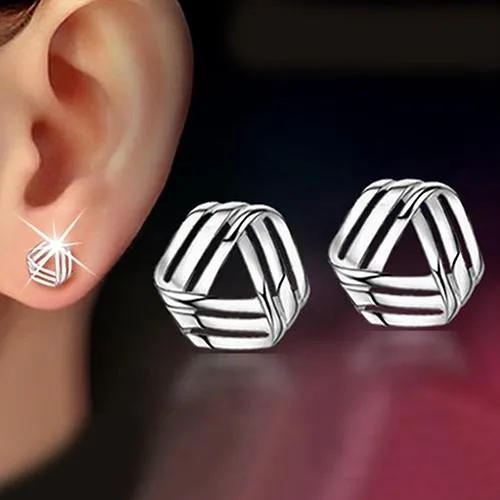 Earrings Women Triangle Streamlined Silver Plated Ear Studs sparklingselections Earrings Women Triangle Streamlined Silver Plated Ear Studs sparklingselections