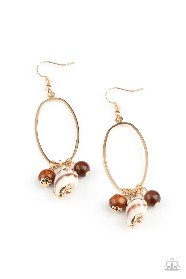 Golden Grotto Brown Earrings Jewelry By Bretta Paparazzi Accessories Earrings