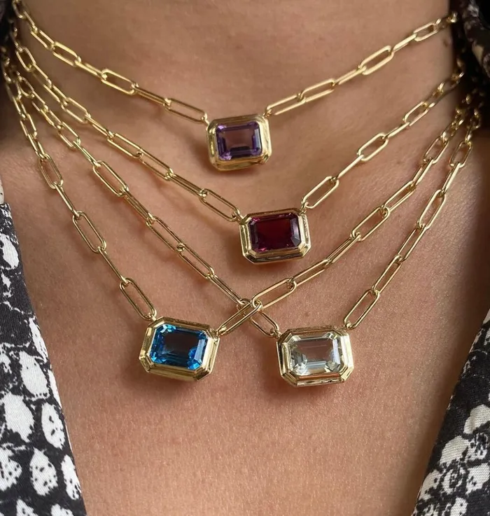 Goshwara Manhattan Blue Topaz Gold Link Necklace Goshwara Necklaces