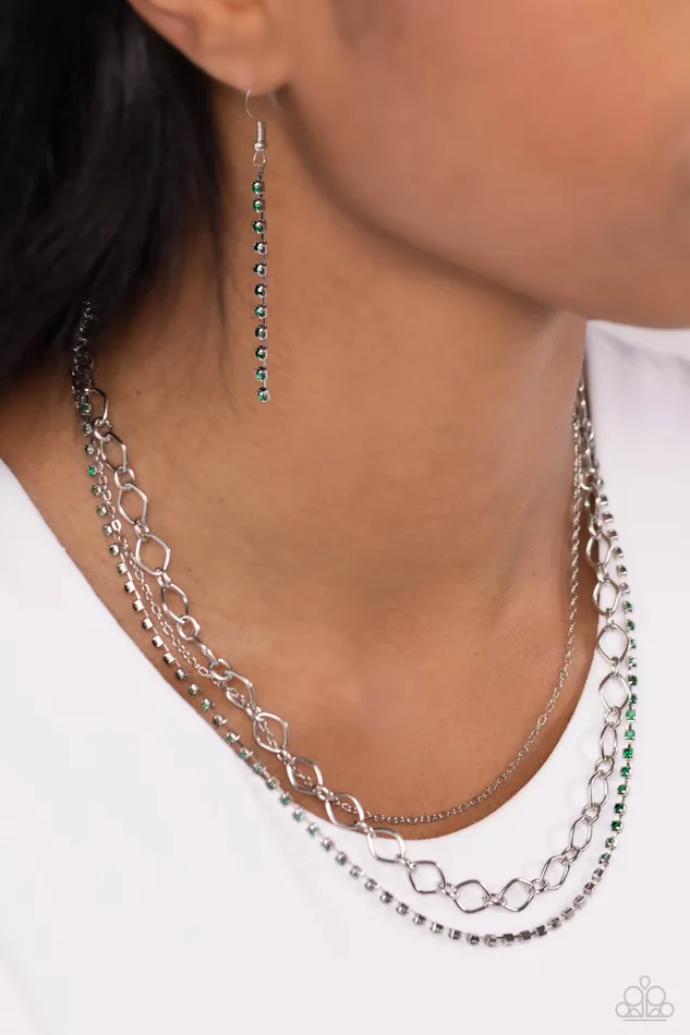 Necklaces Paparazzi Accessories Tasteful Tiers Green Necklace Jewelry by Bretta