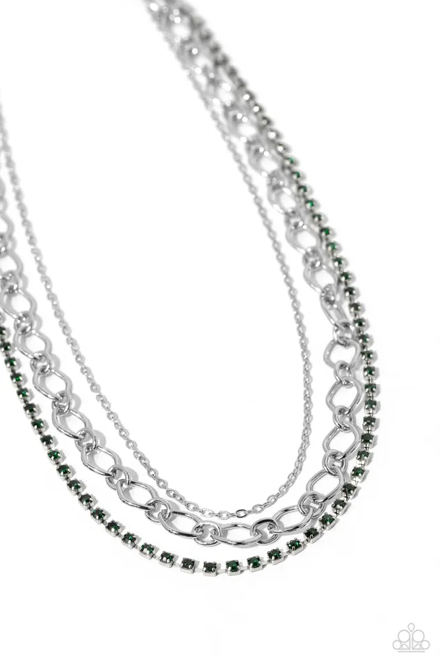Necklaces Paparazzi Accessories Tasteful Tiers Green Necklace Jewelry by Bretta