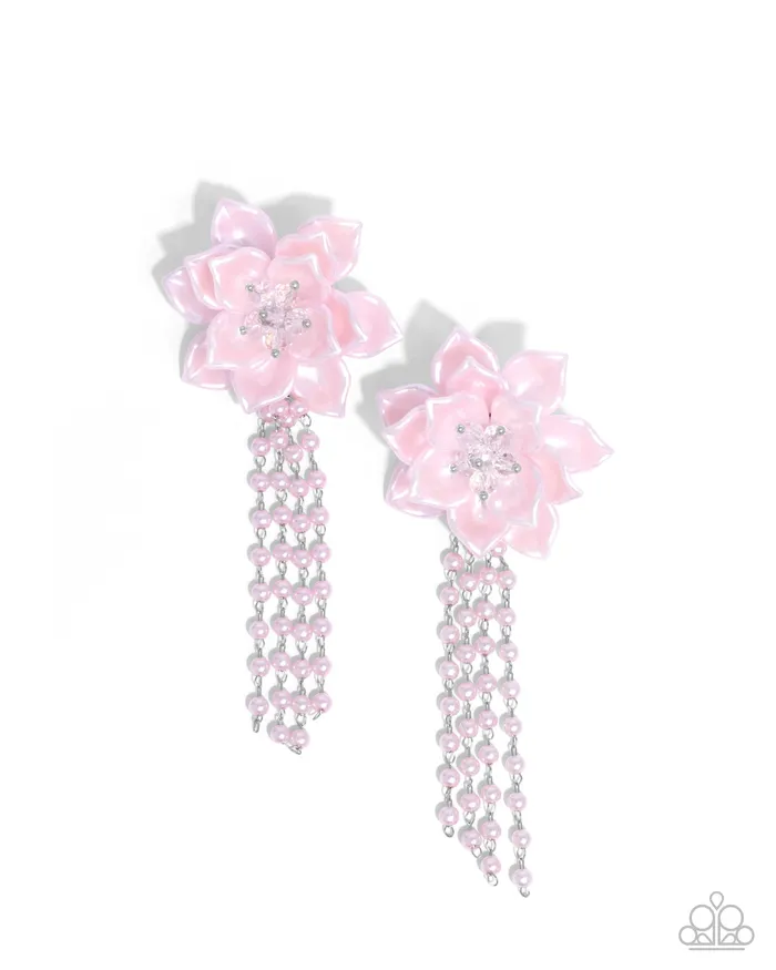 Paparazzi Accessories Earrings Lotus Length Pink Earrings Jewelry by Bretta
