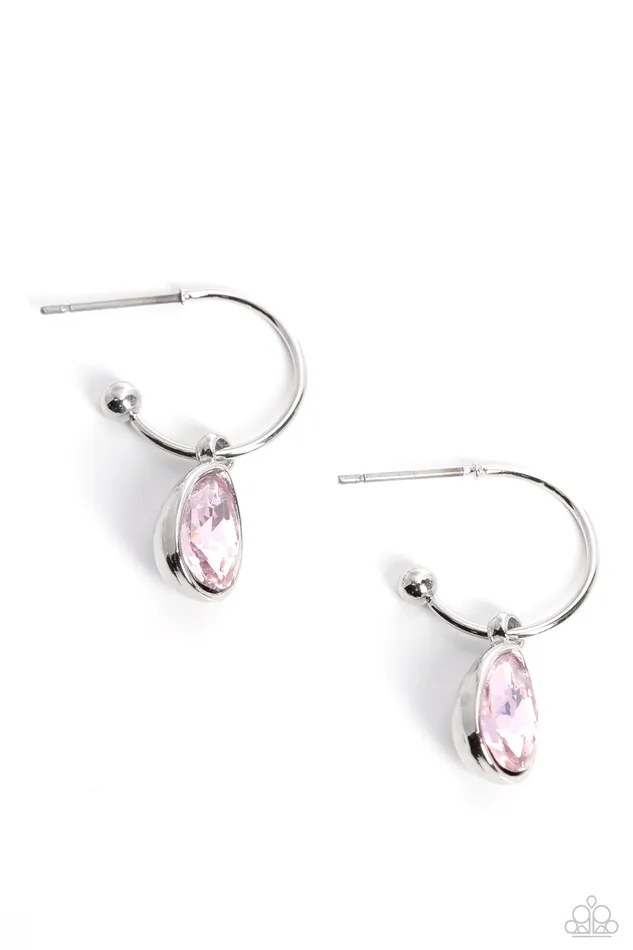 Teardrop Tassel Pink Earrings Jewelry by Bretta Paparazzi Accessories Earrings