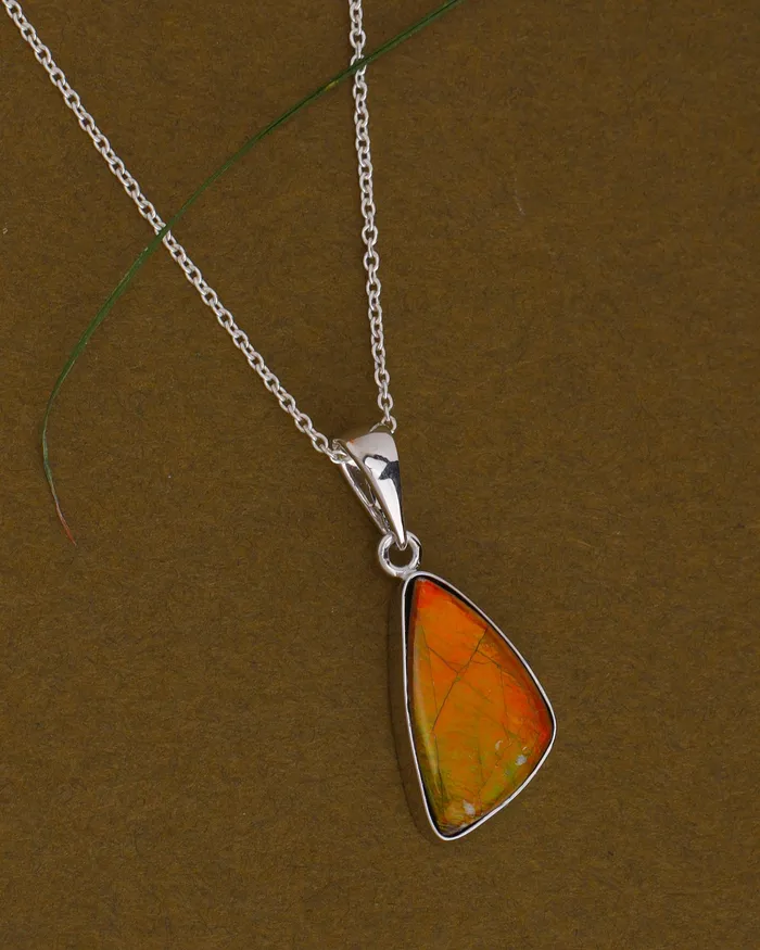 575 Ct Ammolite Solid 925 Sterling Silver Necklace Pendant Jewelry YoTreasure Necklaces