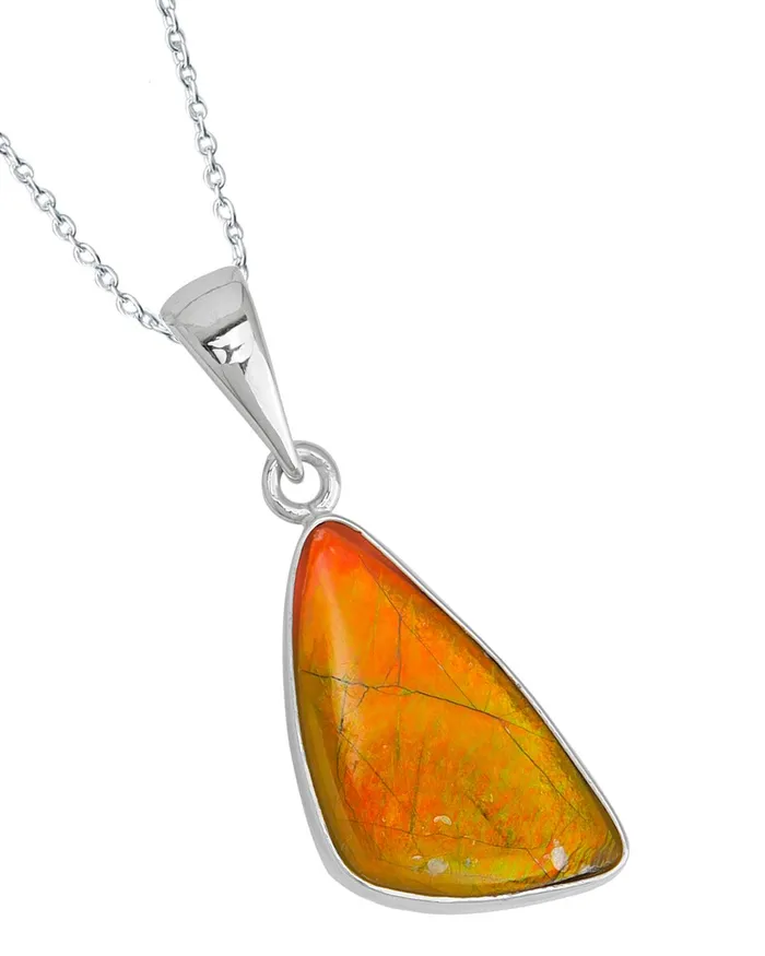 575 Ct Ammolite Solid 925 Sterling Silver Necklace Pendant Jewelry YoTreasure Necklaces