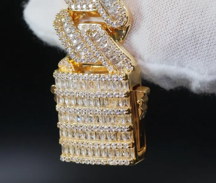 Lab Diamonds London Bracelets Gold Cuban Link Chain Iced Out Chain Gold Baguette Diamond Cuban Link Chain Gold Iced Out Bracelet