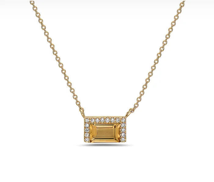 Necklaces Bassali 14k Yellow Gold Citrine Diamond Necklace I9136