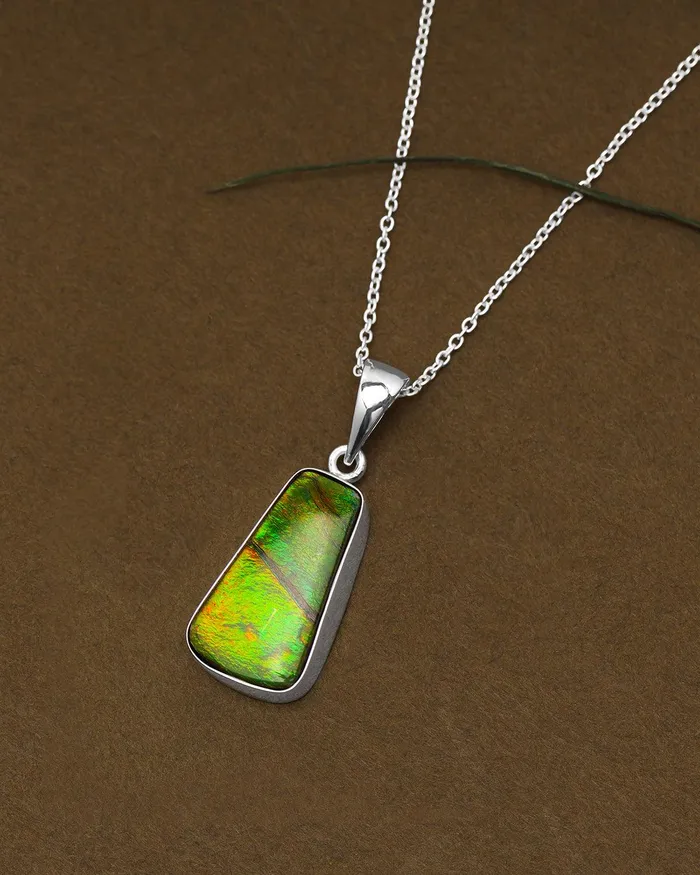 Necklaces YoTreasure 915 Ct Ammolite 925 Sterling Silver Necklace Pendant Jewelry