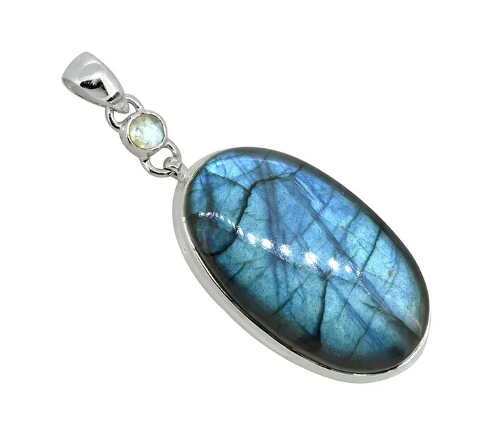 Necklaces YoTreasure Labradorite Rainbow Moonstone Solid 925 Sterling Silver Pendant Silver Jewelry 3