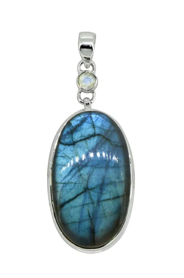 Necklaces YoTreasure Labradorite Rainbow Moonstone Solid 925 Sterling Silver Pendant Silver Jewelry 3