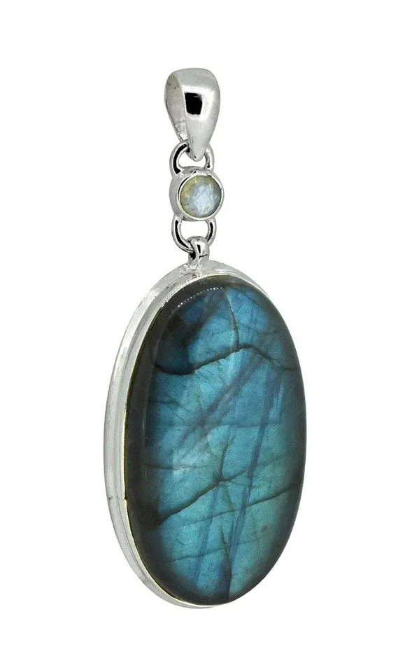 Necklaces YoTreasure Labradorite Rainbow Moonstone Solid 925 Sterling Silver Pendant Silver Jewelry 3