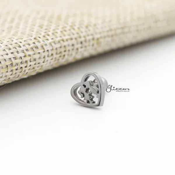316L Surgical Steel Love Heart Shape Barbell for Tragus Cartilage Conch Helix Piercing and More Glitters Necklaces