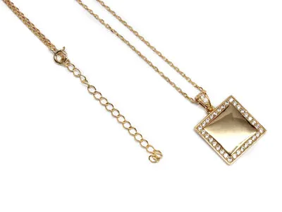 Necklaces Tonyas Treasures Inc Sterling Silver Engravable Square Diamond Necklace