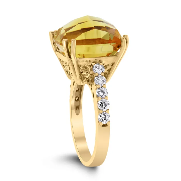 Pot of Gold Citrine Ring 1344 ct Citrine Diamonds in Yellow Gold Beauvince Rings