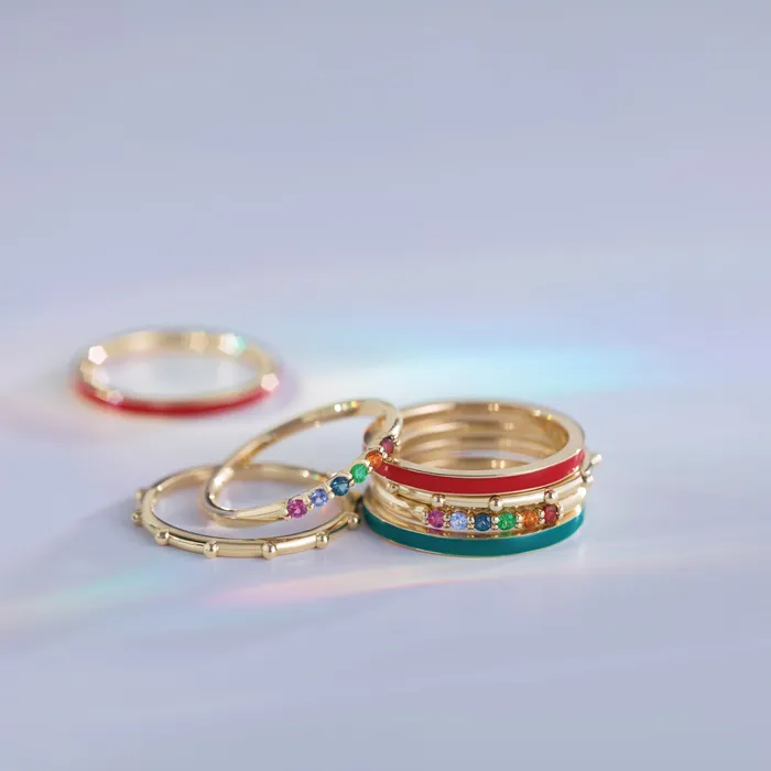 Rainbow Stacking Natural MultiGemstone Ring Solid 14K Yellow White Rose Gold or Sterling Silver 302 Fine Jewelry Rings