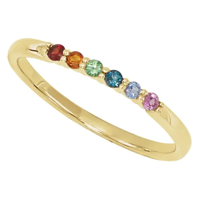Rainbow Stacking Natural MultiGemstone Ring Solid 14K Yellow White Rose Gold or Sterling Silver 302 Fine Jewelry Rings