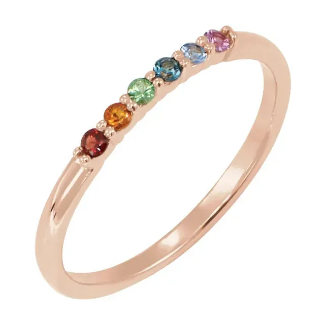 Rainbow Stacking Natural MultiGemstone Ring Solid 14K Yellow White Rose Gold or Sterling Silver 302 Fine Jewelry Rings
