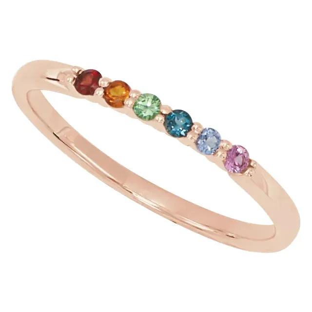 Rainbow Stacking Natural MultiGemstone Ring Solid 14K Yellow White Rose Gold or Sterling Silver 302 Fine Jewelry Rings