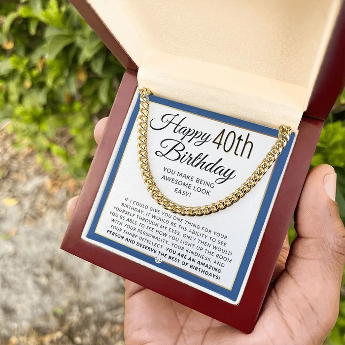 ShineOn Fulfillment Necklaces 40th Birthday Gift For Him Chain Necklace For 40 Year Old Mans Birthday Great Birthday Gift For Men Jewelry For Guys
