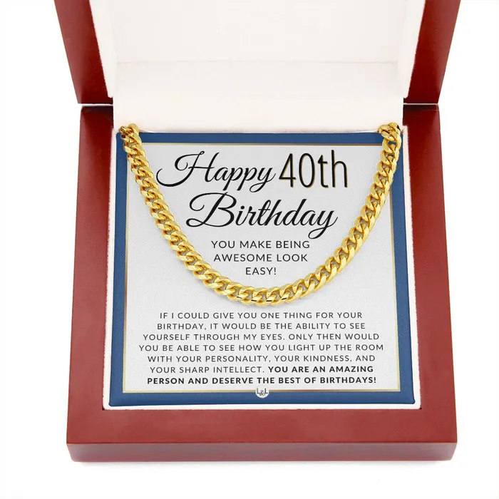 ShineOn Fulfillment Necklaces 40th Birthday Gift For Him Chain Necklace For 40 Year Old Mans Birthday Great Birthday Gift For Men Jewelry For Guys