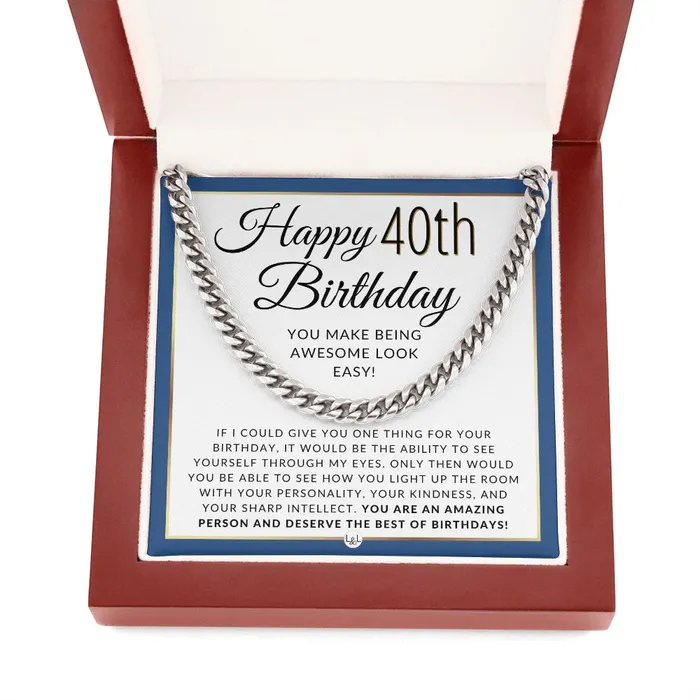 ShineOn Fulfillment Necklaces 40th Birthday Gift For Him Chain Necklace For 40 Year Old Mans Birthday Great Birthday Gift For Men Jewelry For Guys