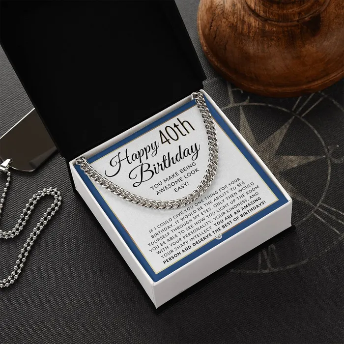ShineOn Fulfillment Necklaces 40th Birthday Gift For Him Chain Necklace For 40 Year Old Mans Birthday Great Birthday Gift For Men Jewelry For Guys